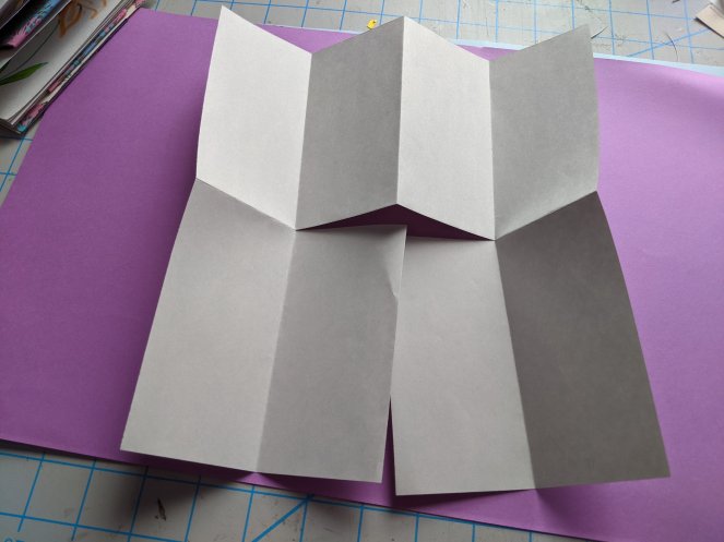 T-Cut origami booklet,  fully unfolded